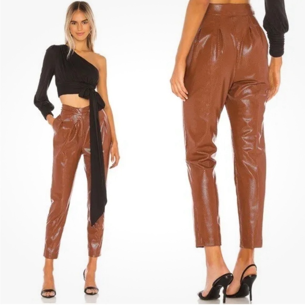 Camila Coelho Filomena Pant in Cognac size Large Women’s Faux Leather Lined